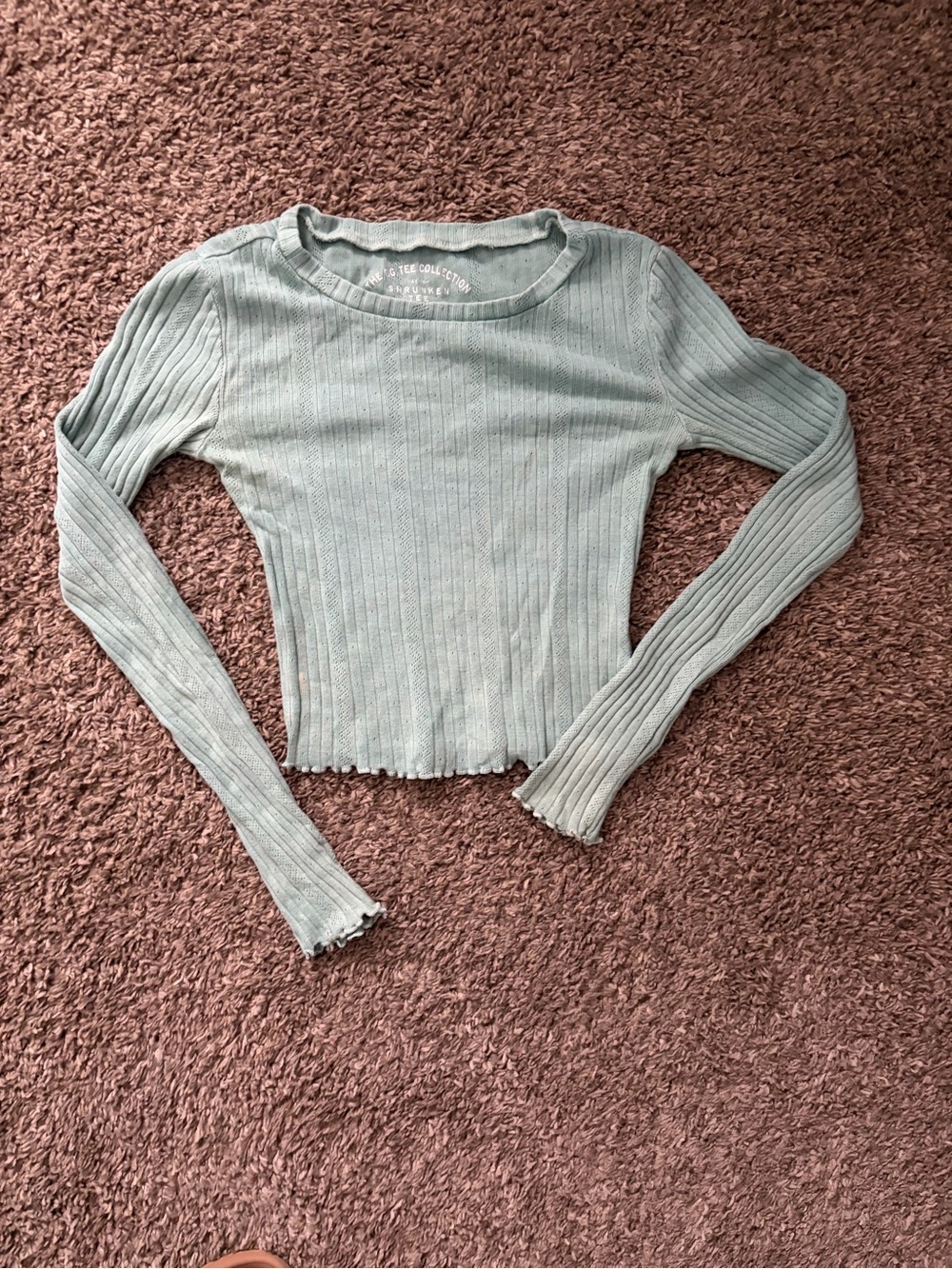 Aeropostale Sage Ribbed Long-Sleeve Crop Top